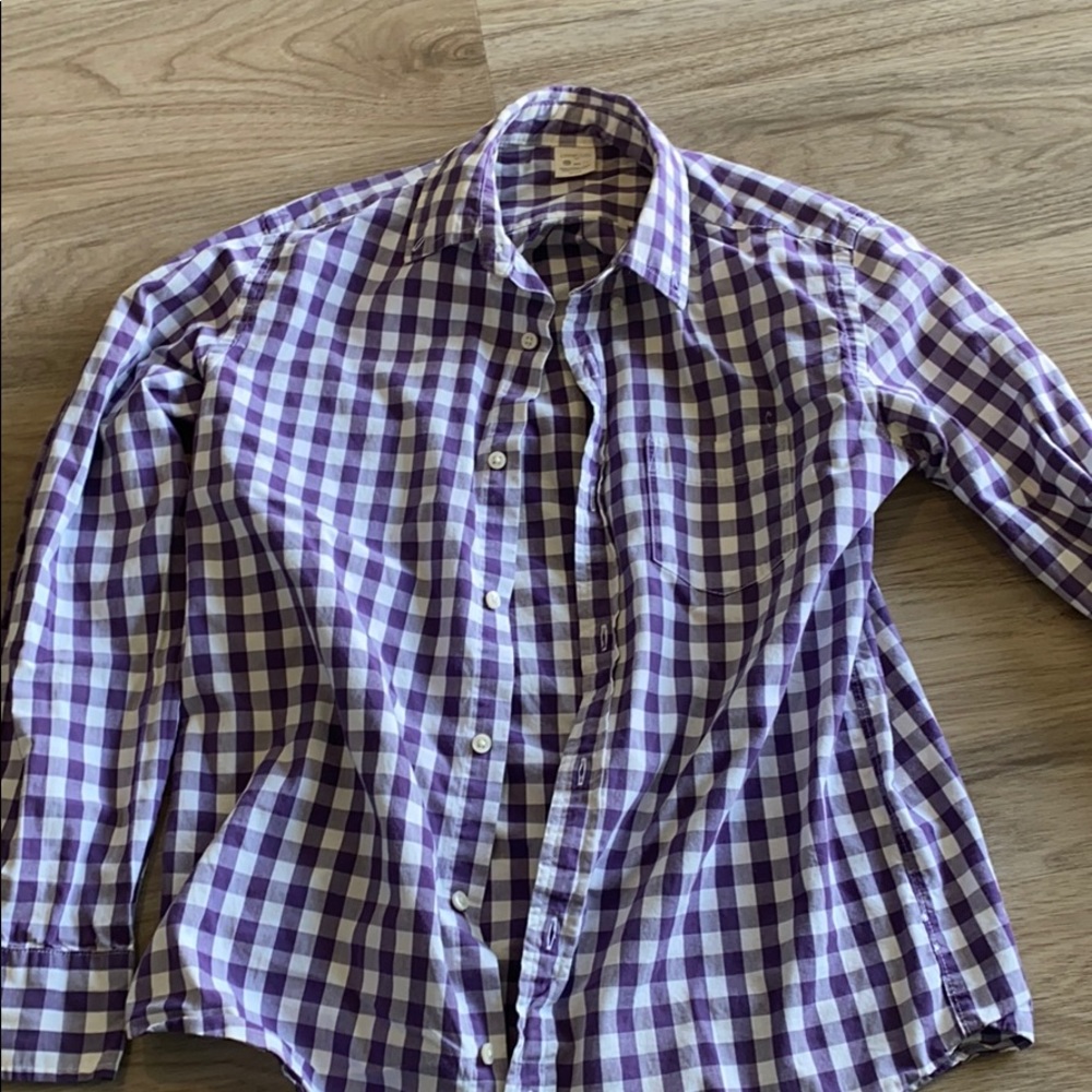 J crew cuts purple plaid shirt